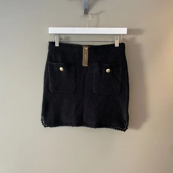 NWT J.Crew Lady Sweater Crochet Knit Jacket and Skirt Set Black Size XS - Picture 5 of 6